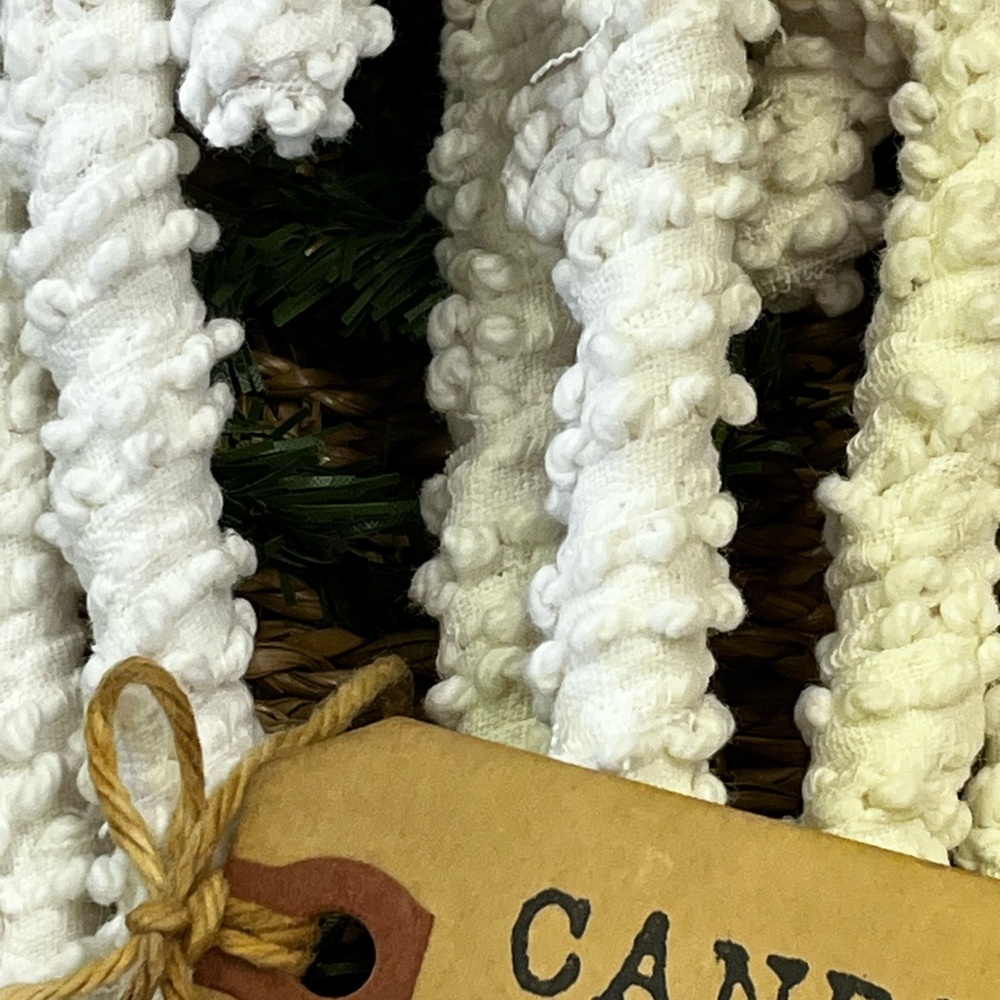 6 handmade vintage chenille hobnail Christmas candy canes ornaments farmhouse - Picture 11 of 11